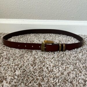 Banana Republic Dark Brown Leather Gold Belt Buckle Size XS